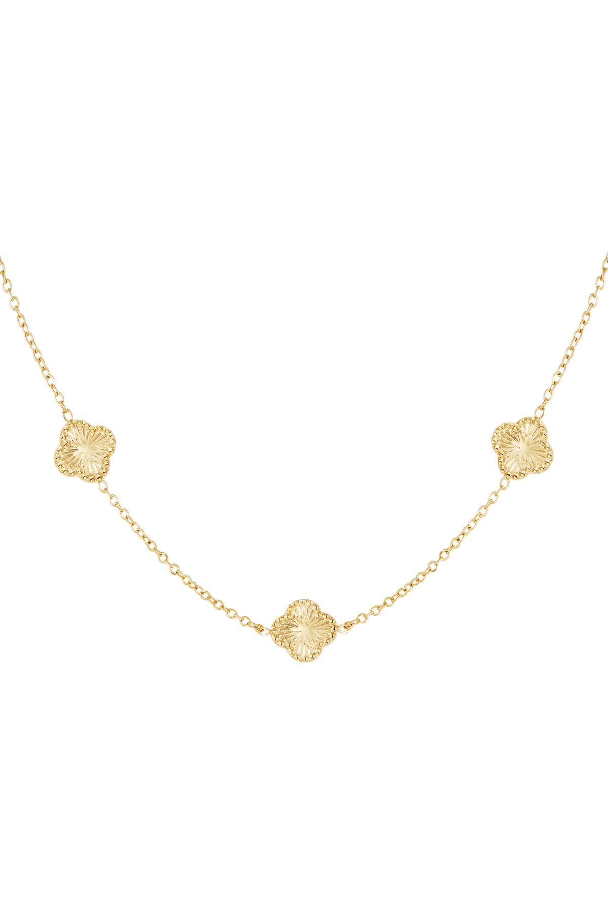 Ketting klaver met patroon goud Stainless Steel