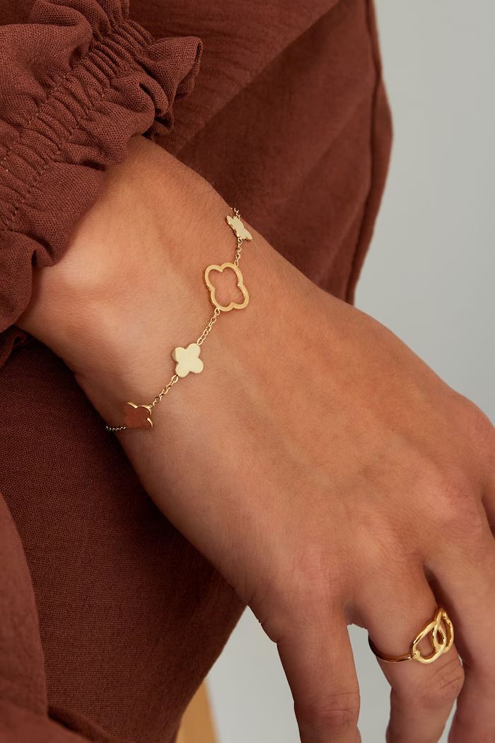 Armband klavertjes goud