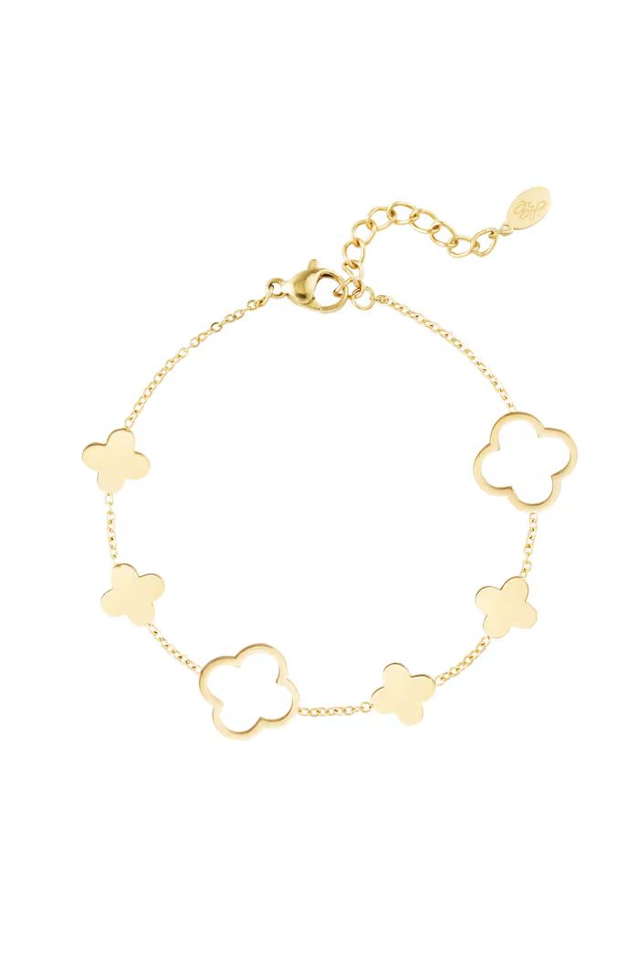 Armband klavertjes goud