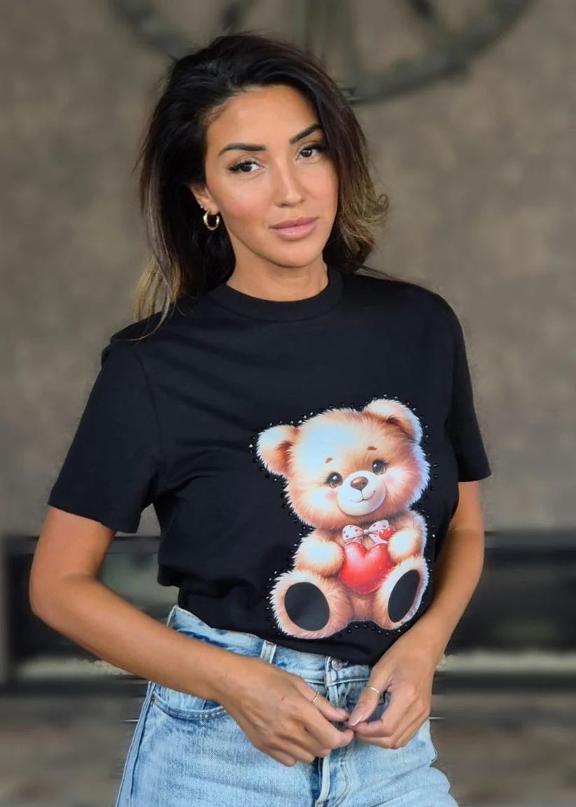 T-shirt met korte mouwen zwart beertje