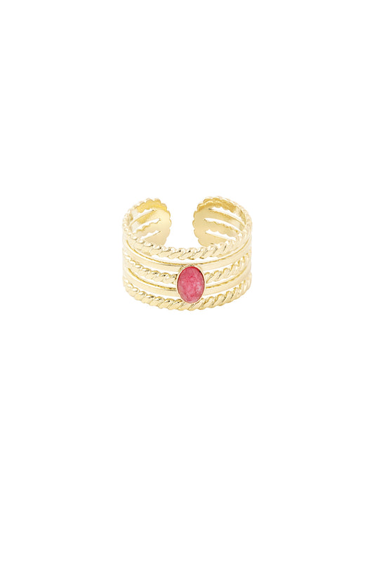 Ring met Fushia steen goud